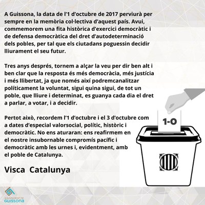 1 D'OCTUBRE DE 2017, UNA DATA QUE PREVIURÀ SEMPRE EN LA MEMÒRIA DEL NOSTRE PAÍS