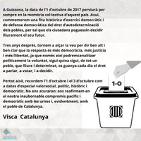 1 D'OCTUBRE DE 2017, UNA DATA QUE PREVIURÀ SEMPRE EN LA MEMÒRIA DEL NOSTRE PAÍS