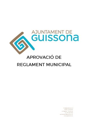 APROVACIÓ DEL REGALMENT DEL SERVEI D'ABASTAMENT D'AIGUA POTABLE I CLAVEGUERAM A GUISSONA