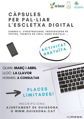 FORMACIONS GRATUÏTES PER PAL·LIAR L’ESCLETXA DIGITAL DE GUISSONA