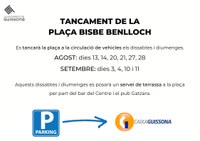 LA PLAÇA BISBE BENLLOCH QUEDARÀ TANCADA LA RESTA D'ESTIU