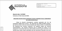 L'AJUNTAMENT DE GUISSONA APROVA DOS DECRETS ENVERS EL CORONAVIRUS