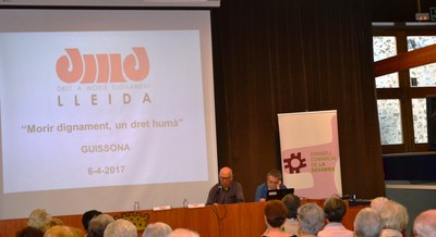 Aula a Guissona del dia 6 d'abril - DMD (Associació del Dret a Morir Dignament) de la delegació de Lleida.