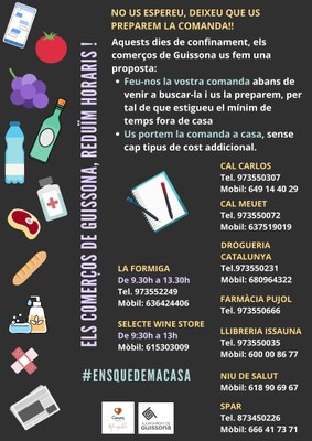 EVITEM SORTIR DE CASA, APROFITANT ELS SERVEIS A DOMICILI I DE PREPARACIÓ DE COMANDES