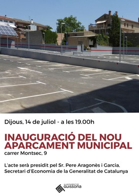 Guissona inaugurarà dijous el pàrquing d’accés a la zona comercial
