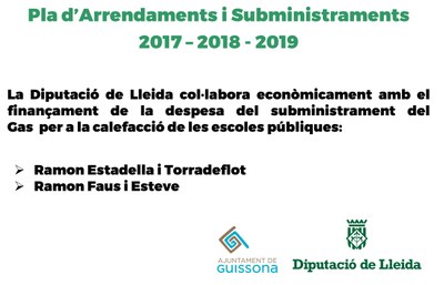 LA DIPUTACIÓ SUBVENCIONA ELS SUBMINISTRAMENTS ALS CENTRES EDUCATIUS