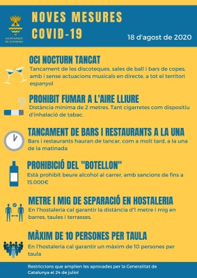 NOVES MESURES PER A LA CONTENCIÓ DE LA PANDÈMIA COVID 19
