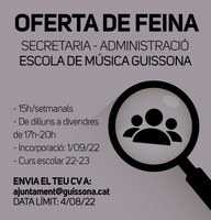 OFERTA DE FEINA, ESCOLA DE MÚSICA MUNICIPAL